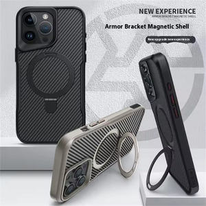 Nueva Funda para Teléfono con Textura de Fibra de Carbono para iPhone 15 16 Pro Max, Armadura, Soporte <span class=keywords><strong>Invisible</strong></span>, Magnética, Antigolpes, Carcasa Rígida - Product Image 2