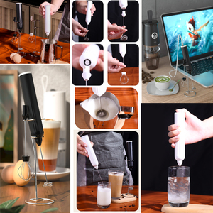 Batidora de Mano Portátil Recargable USB C, Espumador de Leche, Acero Inoxidable, Carcasa de ABS, Control por Botón, Uso Doméstico, Un Solo Clic - Product Image 5