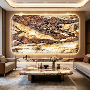 Translucent Quartzite Stone Slab Backlit Wall Panel Luxury TV <strong>Background</strong> Villa Interior Decoration Custom Size - Product Image 1