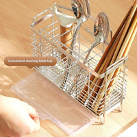 Support de rangement mural ou de comptoir en métal ventilé et durable pour couverts, baguettes et fourchettes, avec égouttoir intégré pour cuisine domestique