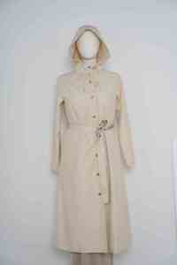 YXC014 Chic Muslim-Centric Beige <span class=keywords><strong>Long</strong></span> Top mit Kapuze und gemustertem Taillen gürtel Hand gefertigt Anti-Static Modest Matching Caramel Hijab - Product Image 4