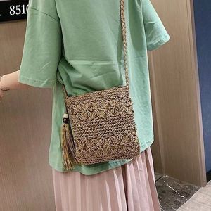 Bolso de mano de playa con cuentas de madera Retro para mujer, bolso de hombro abierto de verano grande, Correa OEM importado, tejido de paja, tendencia de moda para niñas - Product Image 1