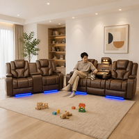 Canapé inclinable électrique moderne en similicuir pliable 5 places avec appuie-tête réglable sans fil, mobilier de maison à prix de gros abordable