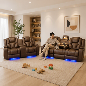 Sofá Reclinable Eléctrico de Cuero Sintético Plegable Moderno de 5 Plazas con Reposacabezas Ajustable Inalámbrico para el Hogar - Precio Mayorista Económico - Product Image 3