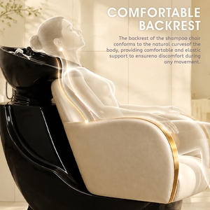 Fauteuil de lavage moderne en cuir marron pour salon de coiffure avec lavabos en céramique et base en fibre de verre – Mobilier professionnel pour salon de coiffure - Product Image 6