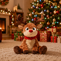 Peluche de renne de Noël personnalisée OEM ODM, grande taille, rembourrage en coton PP, design brodé, anti-stress, doublure en maille - Commande en gros