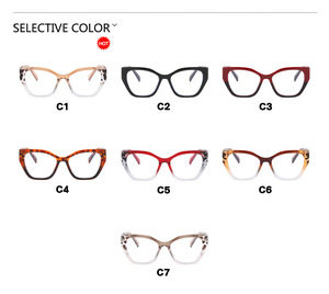 UNOC, nuevo estilo, gafas con montura óptica, bloque <span class=keywords><strong>de</strong></span> luz azul a la moda, montura completa para mujer, forma <span class=keywords><strong>de</strong></span> <span class=keywords><strong>ojo</strong></span> <span class=keywords><strong>de</strong></span> gato, disponible, colores <span class=keywords><strong>de</strong></span> montura gris rojo - Product Image 6