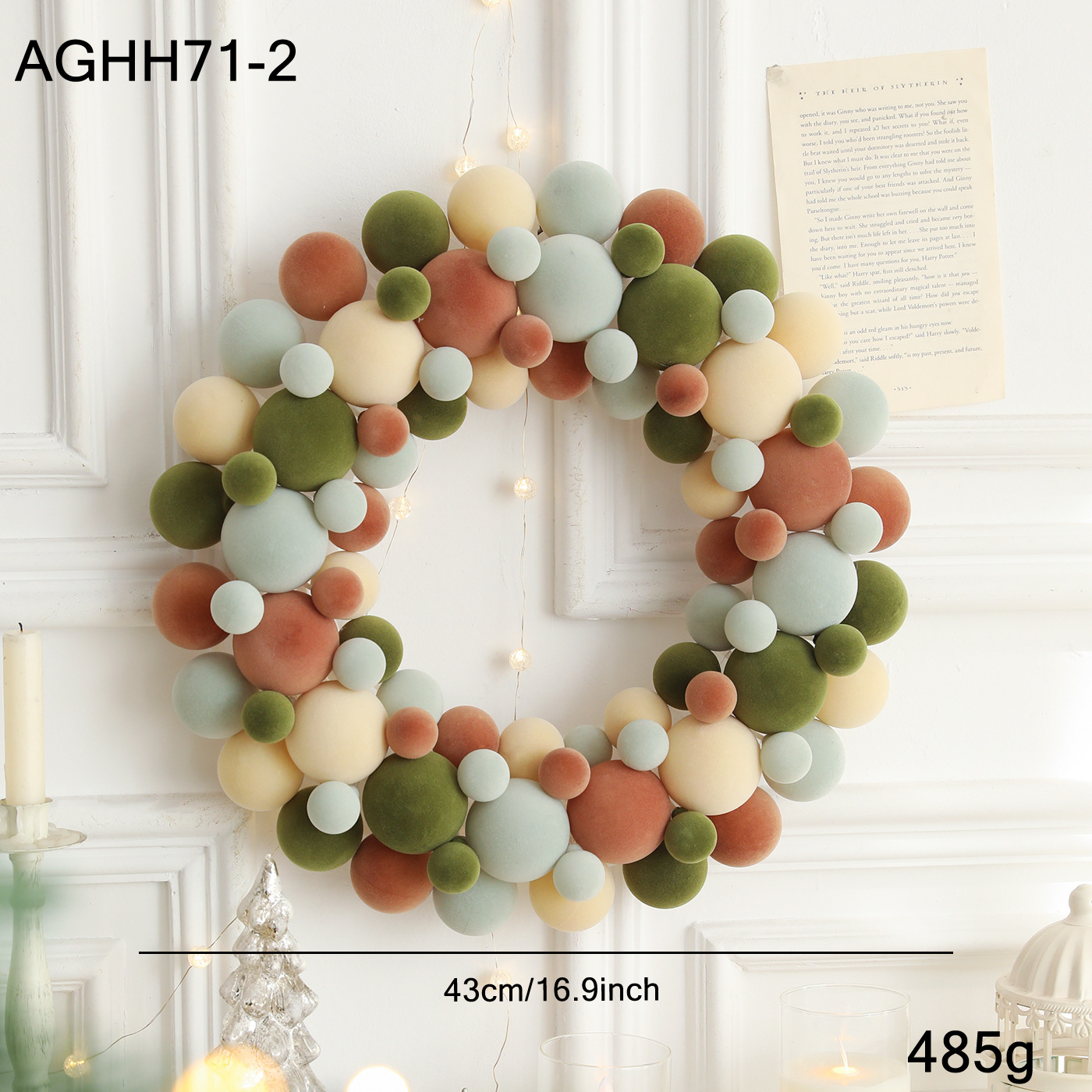 45CM light colored floral wreath