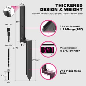 <span class=keywords><strong>Kit</strong></span> de réparation de poteaux de clôture épaissis ZLPJ01 – Clous d'ancrage métalliques pour poteaux de clôture en <span class=keywords><strong>bois</strong></span>, <span class=keywords><strong>fixation</strong></span> par épissure - Product Image 2