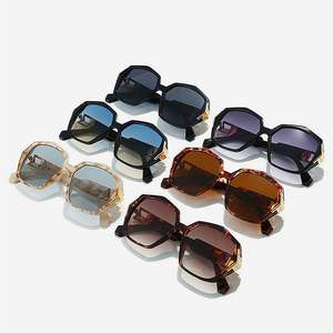 Lunettes de soleil polygonales surdimensionnées vintage tendance 2025 avec logo personnalisé, protection UV400, monture large hexagonale - Product Image 3