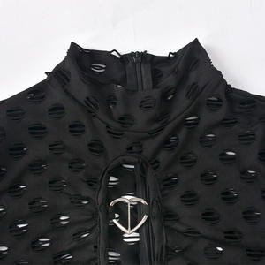 Combinaisons de sport pour femmes avec logo personnalisé, body moulant, transparent, ajouré, sexy, en maille, une pièce, combinaison, pantalon de survêtement pour femmes - Product Image 5