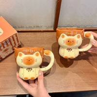 Mug à café en céramique en forme de chat siamois mignon, grande capacité, tasse à boire pour la maison, cadeau d'anniversaire pour femmes