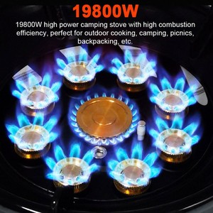Stufa da campeggio a 9 nuclei da 19800W a gas ad alta potenza stufa per Backpacking a prova di vento con valvola a gas regolabile per esterno <span class=keywords><strong>C</strong></span> - Product Image 4