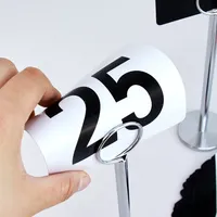 Lot de 50 numéros de table recto-verso en plastique noir, cartes de placement carrées blanches pour restaurants et mariages