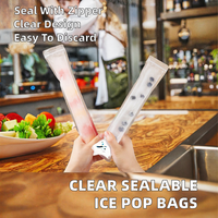 Sacs d'emballage transparents pour bâtonnets de glace DIY, imprimés en héliogravure, en PE, avec fermeture éclair, jetables, pour jus et glaces