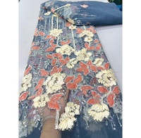 Kain Brokat Afrika Warna Pink Muda Berkualitas Tinggi 3D dengan Aplikasi Payet dan Manik-Manik Bordir Ramah Lingkungan untuk Gaun Pengantin Lebar 50/52"