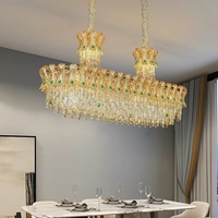 Décoration intérieure moderne et luxueuse pour salon, lustre en cristal pour plafond, éclairage suspendu en cristal doré pour escalier LED