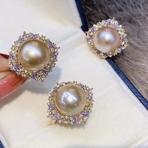 Bague en perles d'or naturel 12-13 mm, style Hong Kong, argent pur, plaque épaisse, couleur tendance, design de trésor, bagues en perles - Product Image 2