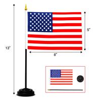 Vente en gros de mini drapeaux nationaux de table de bureau en polyester imperméable imprimés sur mesure de bureau 15x21cm avec base en plastique noir