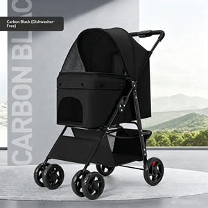 <span class=keywords><strong>Poussette</strong></span> pliable légère pour animaux de compagnie, chariot de promenade extérieur pour Corgis, Teddy, petits et moyens chiens, chats, voyages quotidiens et sorties - Product Image 4