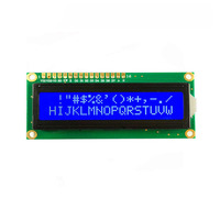 Modul LCD Monokrom 1602 STN Grosir Pabrik Kustom, Layar Karakter 16x2, Latar Belakang Biru, Lampu Latar LED 300cd/m