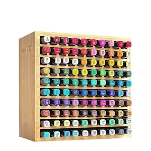 Boîte de rangement pour marqueurs en bambou, multi-couches, grande capacité, porte-stylo incliné, organisateur de bureau pour le bureau et la maternelle - Product Image 4