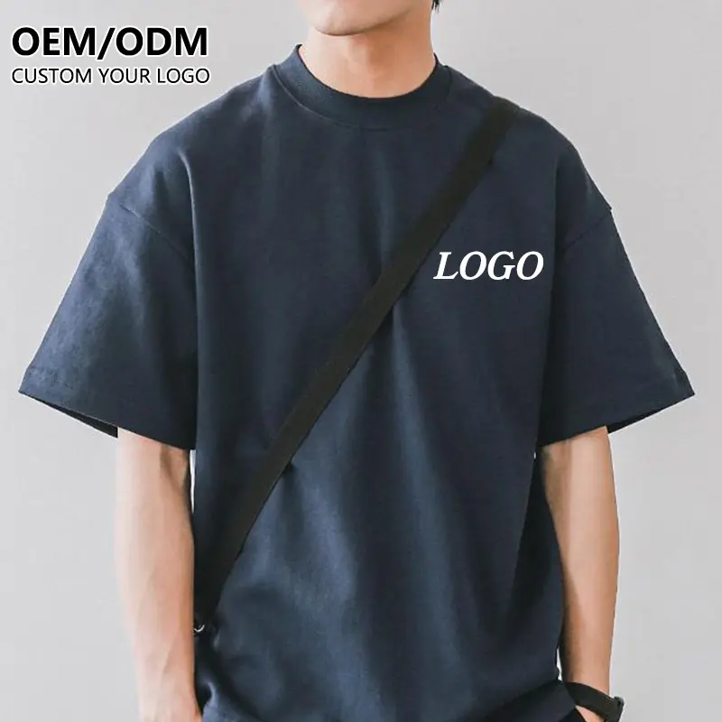 Custom heavy tees thick Cotton t-shirts High Collar big and tall Fit Mock neck black t shirt
