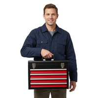 Armoire à outils portable WIGGLE à 4 tiroirs, robuste, en acier, verrouillable, moderne, avec poignée, personnalisable OEM, garantie 3 ans, pour garage