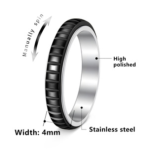 여성 남성용 피젯 링 4mm 스테인리스 스틸 스피너 링 불안 스트레스 해소 반짝이 보석 여성용 선물 - Product Image 5