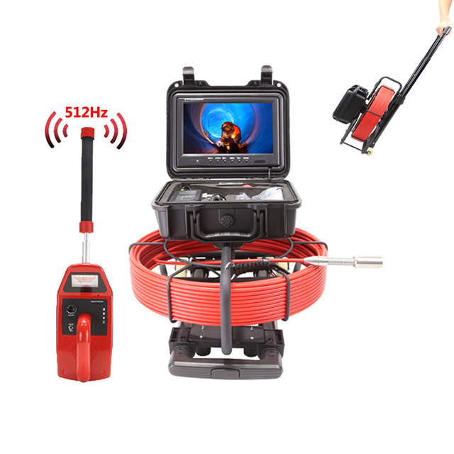 Upgraded Version Portable Pull Rod Pipe Inspection Camera Plumbing Sewer Camera 512 Hz Endoscopic Analog Video Digital Camera