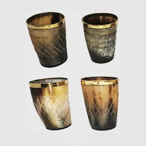 Copa de vino de cuerno de búfalo Natural con forma personalizada, copa de media quemada de alta calidad, pantalones cortos de cuerno de buey tallados para vino tinto - Product Image 1