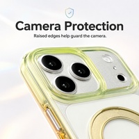 Coque de téléphone magnétique à dégradé avec support transparent et protection caméra C0288 pour iPhone 17 Air 16 15 14 13 12 11 18 Pro Max