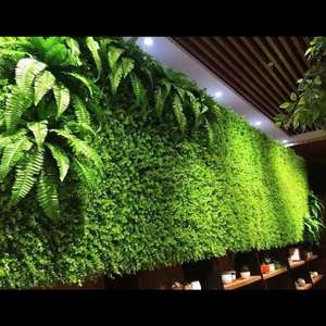 ผนังหญ้าเทียมคุณภาพสูงแบบกำหนดเองสำหรับตกแต่งระเบียงกลางแจ้งด้วยพื้นหลัง<span class=keywords><strong>ต้นไม้</strong></span>สีเขียว - Product Image 5