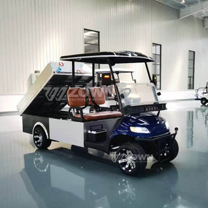 Chariot de golf électrique utilitaire avec benne basculante, carrosserie noire et argentée, conception quatre places, modèle d'exposition intérieur - Product Image 5