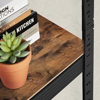 Étagère d'angle industrielle robuste en fer et bois, réglable, à 5 ou 6 niveaux, pour salon