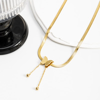 Colliers Pendentifs Papillon en Acier Inoxydable Titane avec Chaîne Serpent à Pompon Délicat – Bijoux Tendance