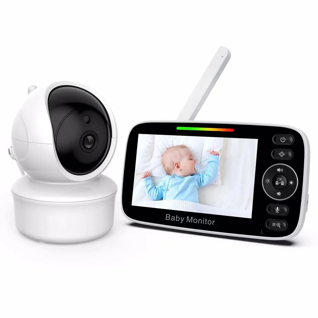 Panoramique et inclinaison intérieur ZOOM 2X LCD 4.3 pouces sans fil vidéo numérique bébé moniteur maison bébé caméra de sécurité bébé alarme d'alimentation