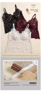Top Sottoveste Estivo Sexy in Pizzo a Contrasto Stile Francese con Pizzo Ciglia, Push-Up Senza Ferretto, Senza Schienale, con Reggiseno Staccabile ODM - Product Image 3