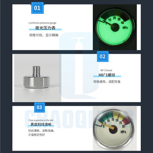 Manómetro Pequeño de 25 mm M8*1 0-40 MPa, Analógico de Cobre para Extintor de Incendios, Cilindro de Alta Presión, Tanque de Oxígeno - Product Image 5