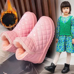 2022 Penjualan Terbaik Kustom Modis Anti-selip Mode Penutup Musim Gugur Salju Gadis Hangat Anak-anak Pergelangan Kaki Musim Dingin Bulu Sapi Boot Salju