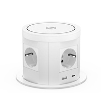 Prise de bureau escamotable 4EU avec chargeur sans fil 15W, multiprise intelligente USB Type-C pour bureau