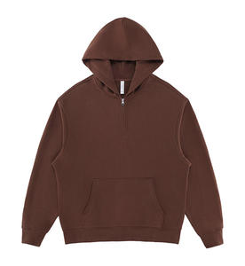 Y-X Nuova Felpa con Cappuccio Personalizzabile di Alta Qualità con Mezza Zip, Tinta Unita, in Pile Leggero e Velluto Francese per <span class=keywords><strong>Uomo</strong></span> - Product Image 3