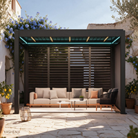 Pergola bioclimatique en aluminium imperméable avec toit à lames orientables télécommandées, moustiquaire latérale à fermeture éclair, gazebo extérieur pour terrasse