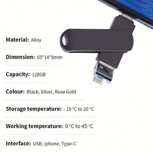 Clé USB 3-en-1 personnalisable avec logo, de 8 Go à 128 Go, USB 3.0, pour smartphone, avec connecteur Type C, clé USB 3.1 - Product Image 2