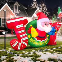 Guirlande gonflable JOY de 7 pieds avec Père Noël, cloche, boîte cadeau et lumière LED pour la décoration de jardin, pelouse, maison, fête de Noël en extérieur
