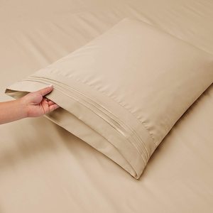 New Listing Comfortable and Soft Bed Sheet Bedding Sets <strong>Bedsheets</strong> for Home Beige <strong>Cream</strong> Color - Product Image 3
