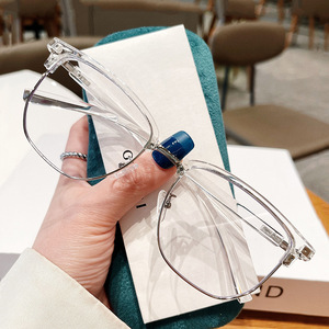 Monturas de Gafas Qianai Rectangulares con Protección Anti Luz Azul TR90 Unisex L3-2234 Plateado Negro - Product Image 4