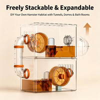 Cage à hamster empilable en plastique PP, tunnel double couche, roue silencieuse de 12 cm, habitat pour petits animaux, OEM ODM