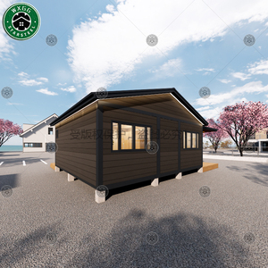 Maison préfabriquée modulaire portable en conteneur, structure en acier, panneaux en bois foncé avec terrasse, cuisine complète, aménagement salle de bain - Product Image 5