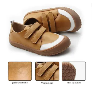 BEIBEIHAPPY Patent Trendy Kids Baby Ergonomic Shoes 0 Drop Light Foot-Shaped Flexible Leather Kids Walking Sneaker Shoes